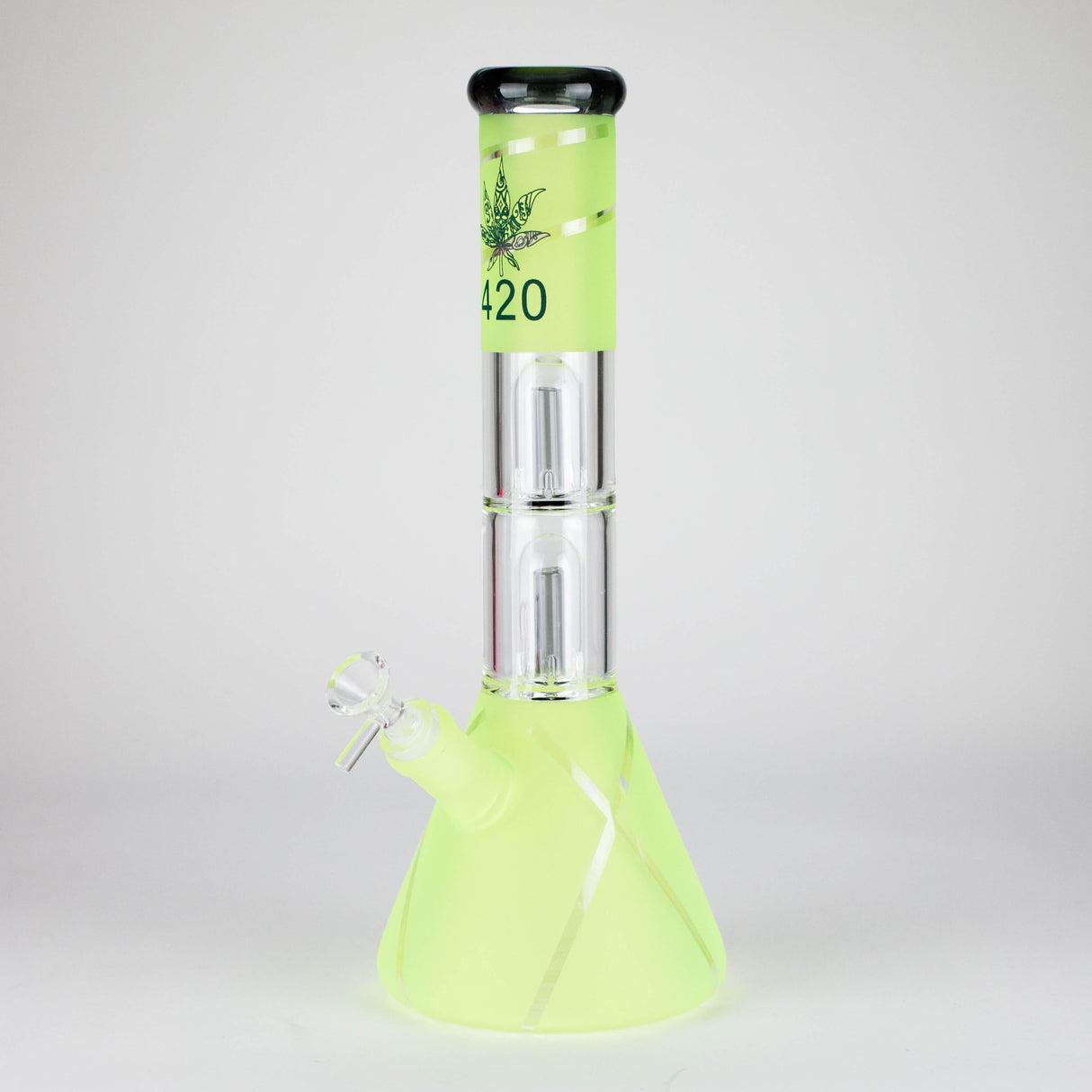LEHIGH WHOLESALE Glass Bong 14" Thick Glass 420 Beaker Bong with Double Percolator 14" 7 mm 420 Double Perc Beaker Bong | Canada
