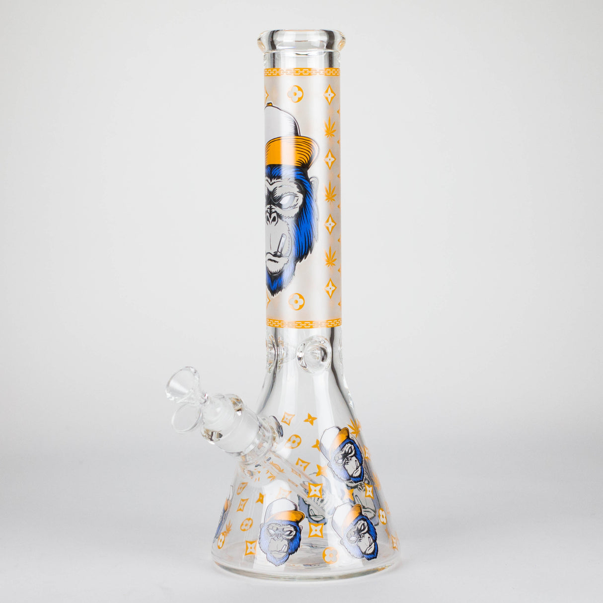 14" Glow-in-the-Dark Gorilla Beaker Bong with Diffused Downstem