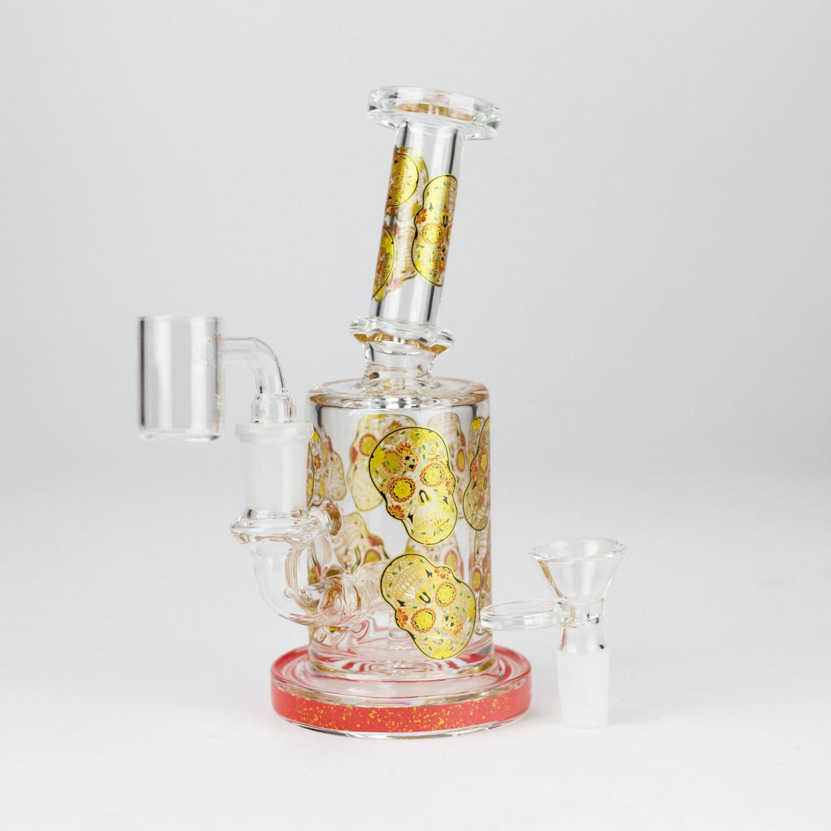777 Smoke Dab Rig 7" 2-in-1 Sugar Skull Design Rig with Perc, Banger & Bowl Included Sugar Skull Mini Rig - 2-in-1 Perc Glass
