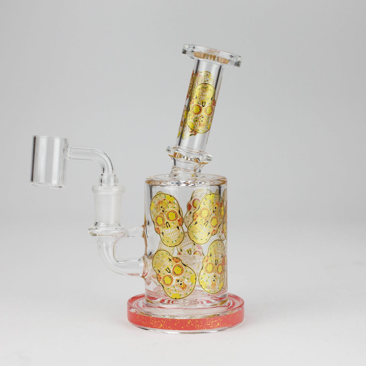 777 Smoke Dab Rig 7" 2-in-1 Sugar Skull Design Rig with Perc, Banger & Bowl Included Sugar Skull Mini Rig - 2-in-1 Perc Glass