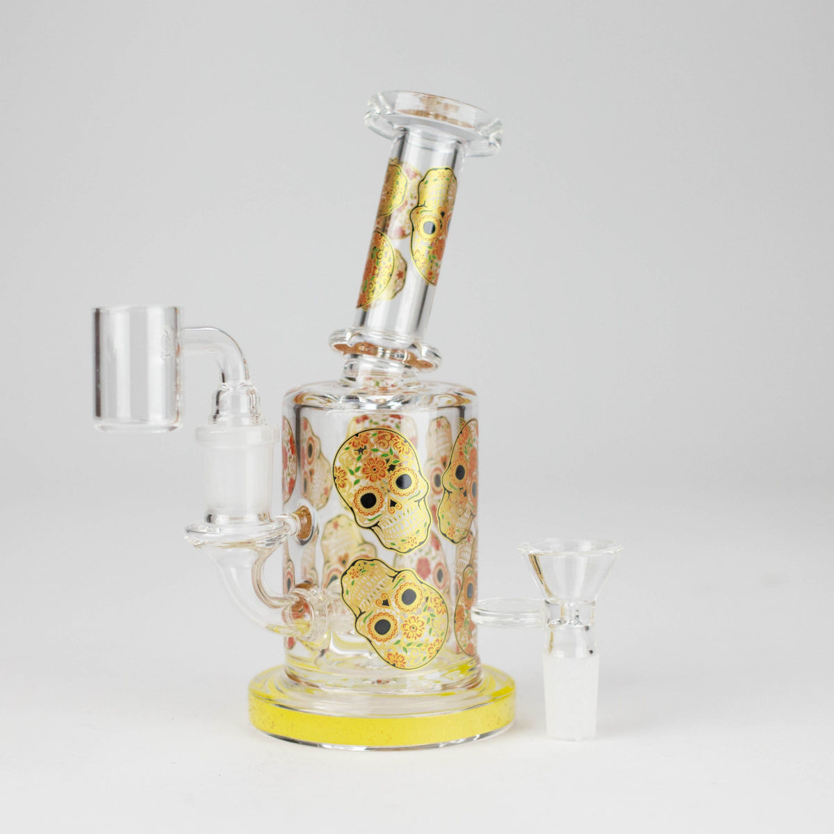 777 Smoke Dab Rig 7" 2-in-1 Sugar Skull Design Rig with Perc, Banger & Bowl Included Sugar Skull Mini Rig - 2-in-1 Perc Glass