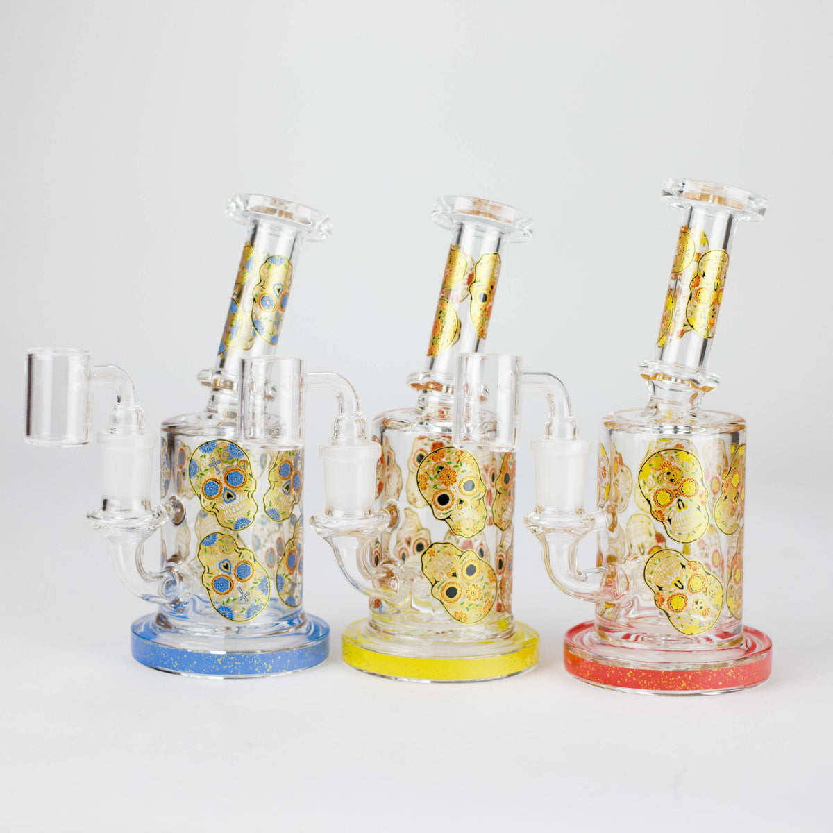 777 Smoke Dab Rig 7" 2-in-1 Sugar Skull Design Rig with Perc, Banger & Bowl Included Sugar Skull Mini Rig - 2-in-1 Perc Glass