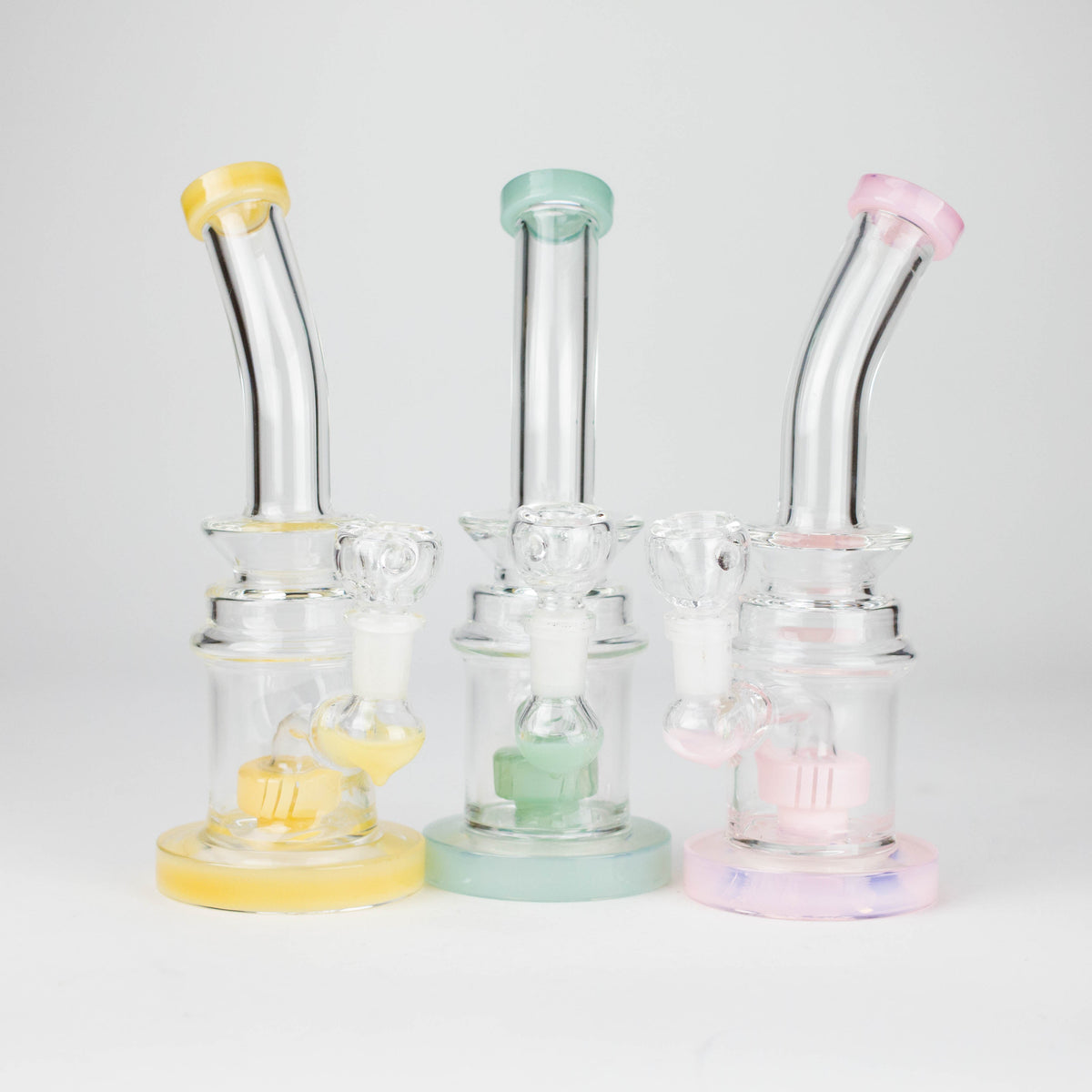 8" Assorted Bent Neck Glass Bong with Showerhead Diffuser