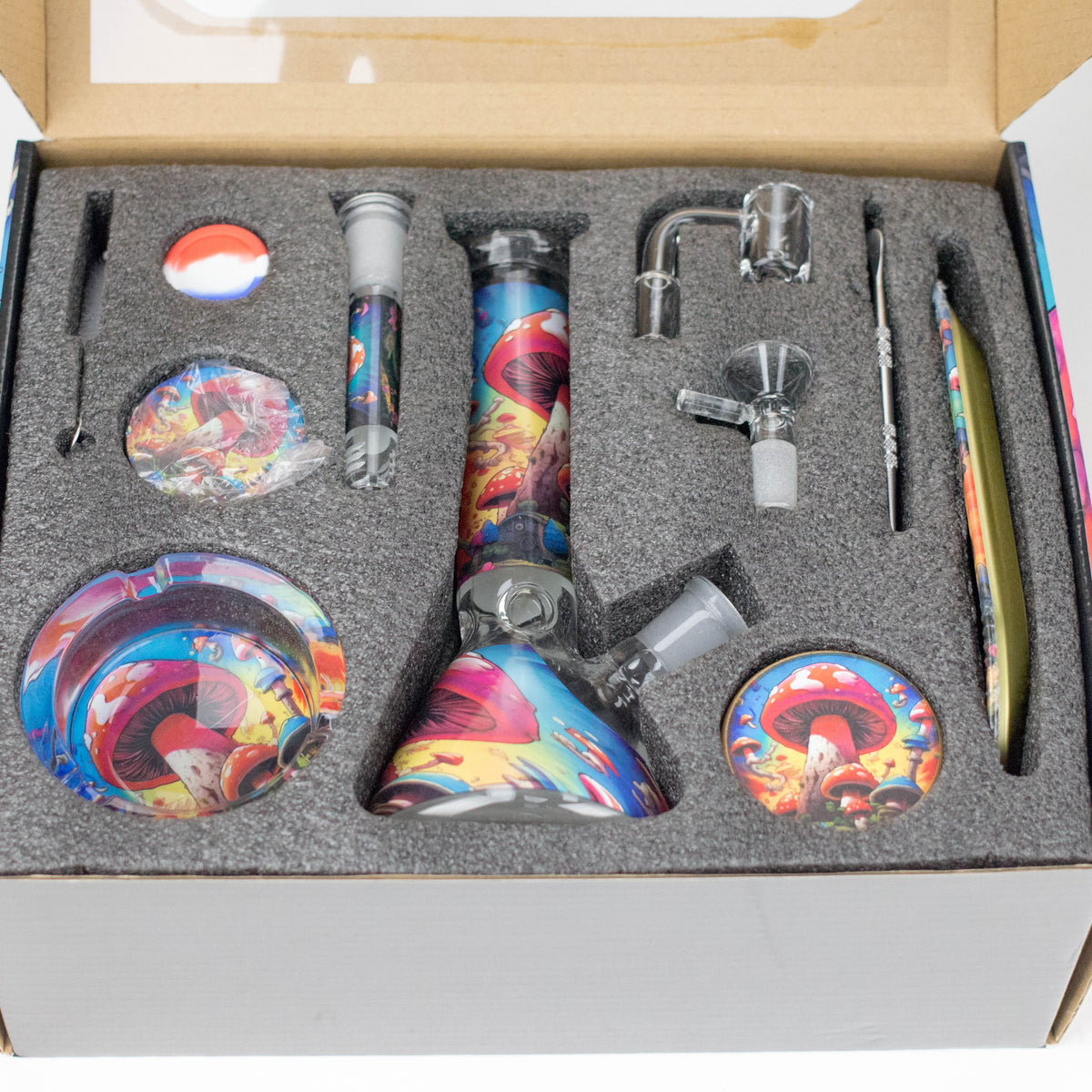777 Smoke Bundle 10-in-1 Mushroom Smoke Set with 8-Inch Glass Bong Mushroom Smoke Kit - 10-in-1 Glass Bong Set