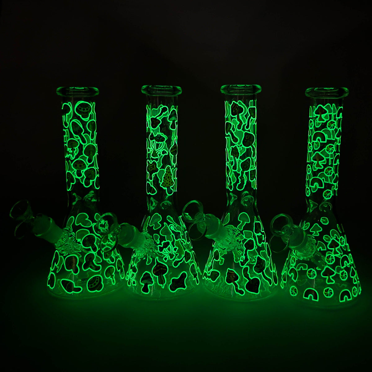 10" Cartoon Mushroom Glow-in-the-Dark Beaker Bong