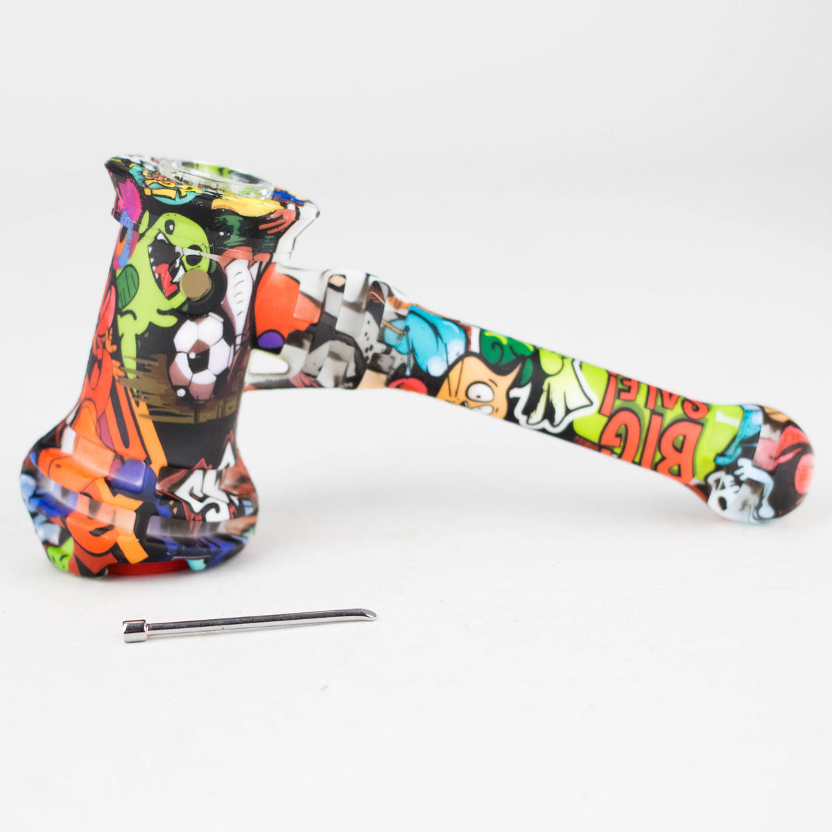 7-Inch Silicone Hammer Bubbler with Glass Bowl