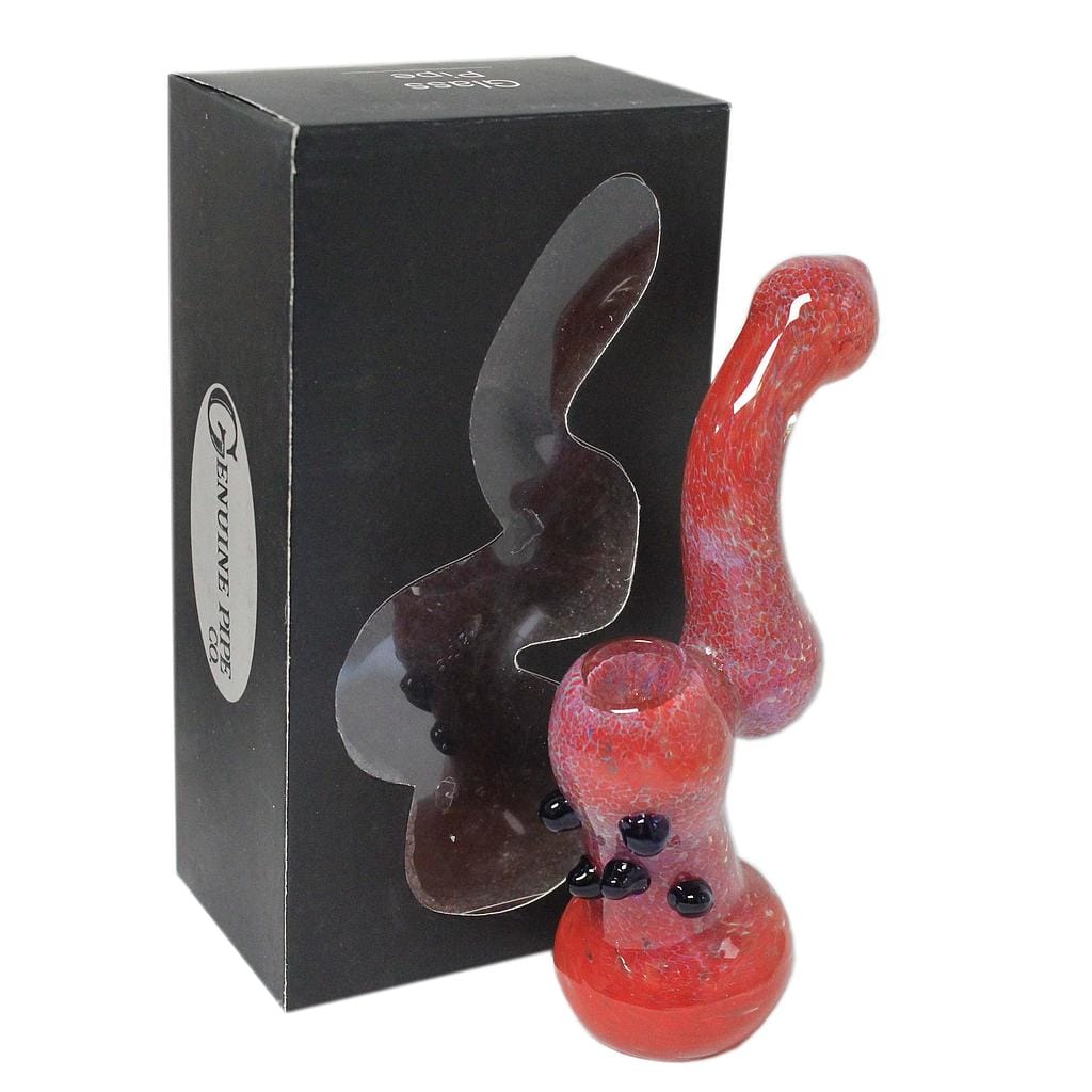 Maq Distributors Glass Pipe Genuine Pipe Co | 6" Stand Up Glass Bubbler-Red Aztec Genuine Pipe Co | 6" Stand Up Glass Bubbler-Red Aztec