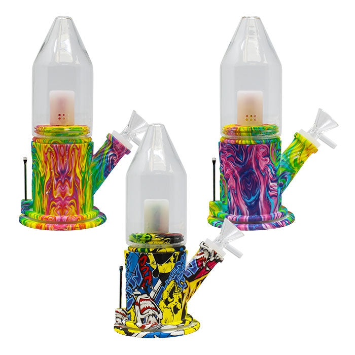 8" Psychedelic Bottle Percolator Silicone Bong