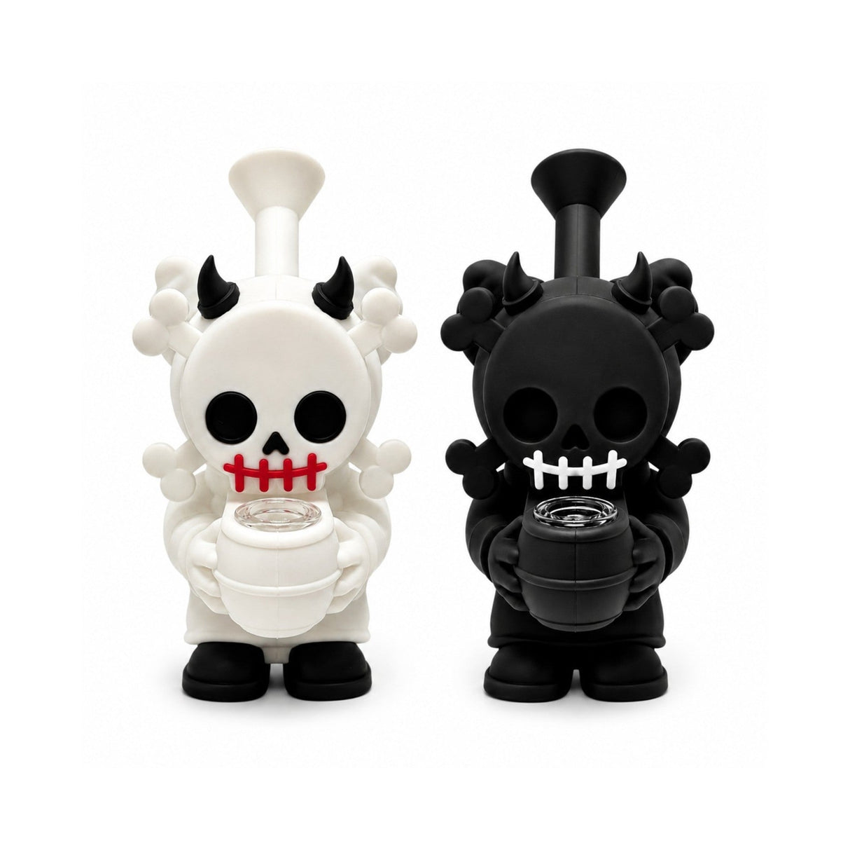 6" Devil Skull Silicone Water Pipe – Compact Novelty Character Bong