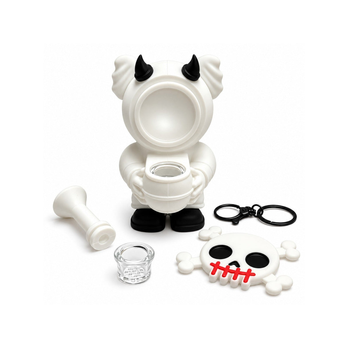 6" Devil Skull Silicone Water Pipe – Compact Novelty Character Bong