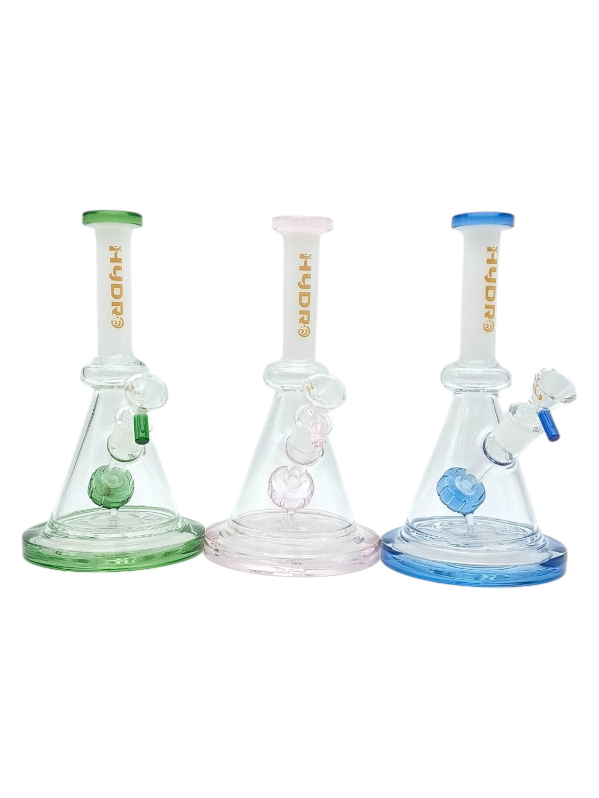 10" Hydro Beaker Glass Bong - Green, Pink or Blue