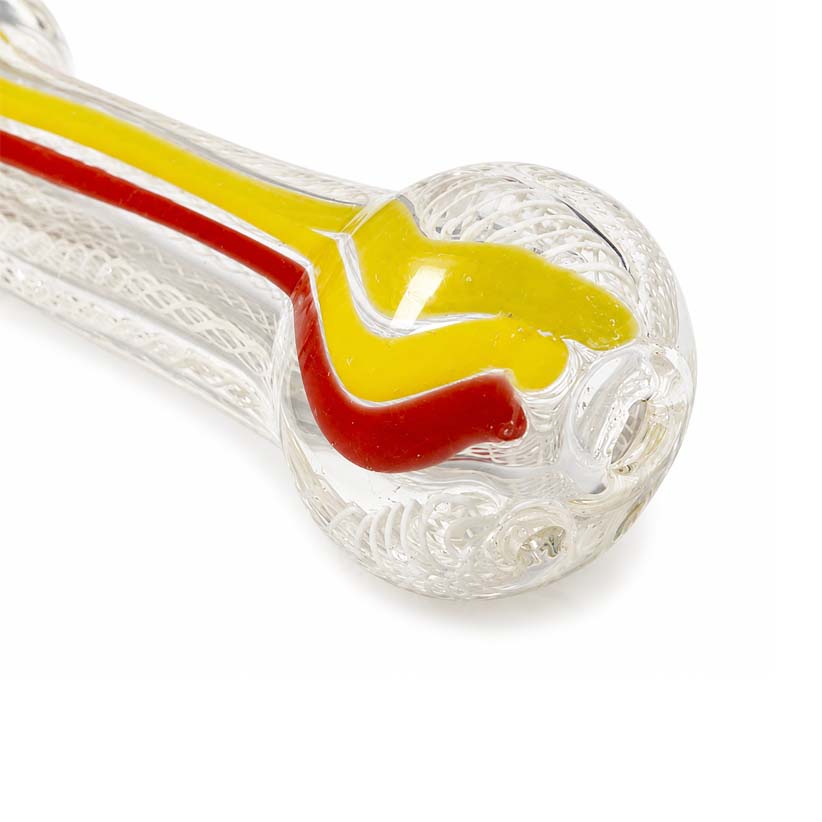 Super Supplys Inc Glass Hand Pipe 4.5" Color Line Glass Spoon Pipe 4.5" Color Line Glass Spoon Pipe