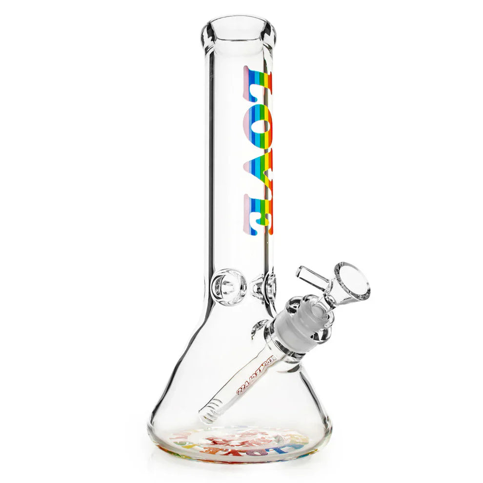Red Eye Glass 12-Inch Rainbow Love Beaker Bong