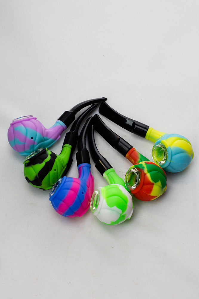 Sherlock Silicone pipe in display with glass bowl-WP139 - Display of 6