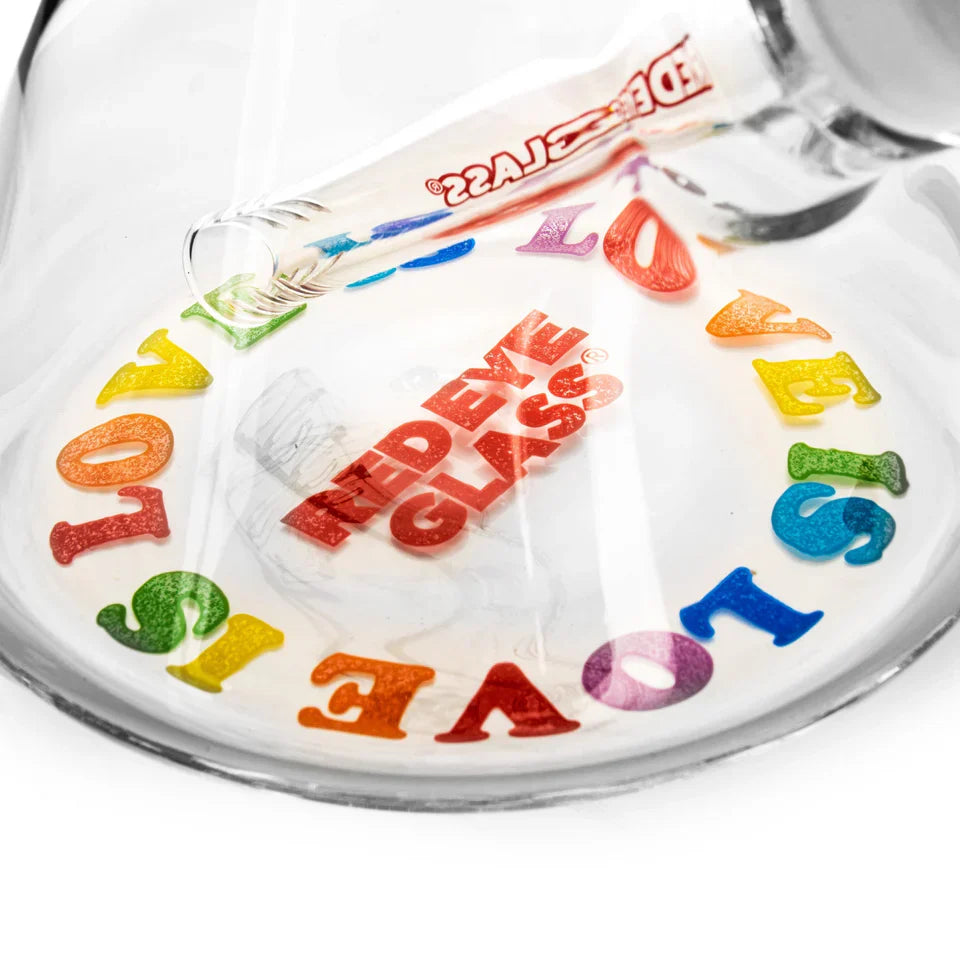 Red Eye Glass 12-Inch Rainbow Love Beaker Bong