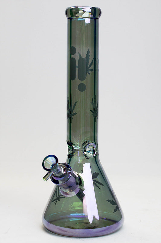 14" Infyniti leaf 7 mm metallic glass water bong (GP1587)
