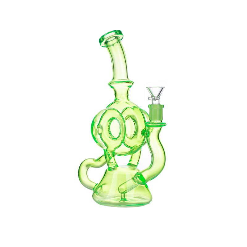 11" Slim Green Recycler Glass Bong