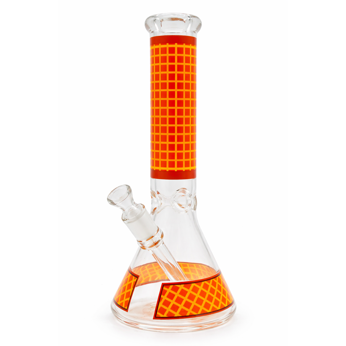 Infyniti 14" Orange Check Beaker Glass Bong – 7mm Thick Base