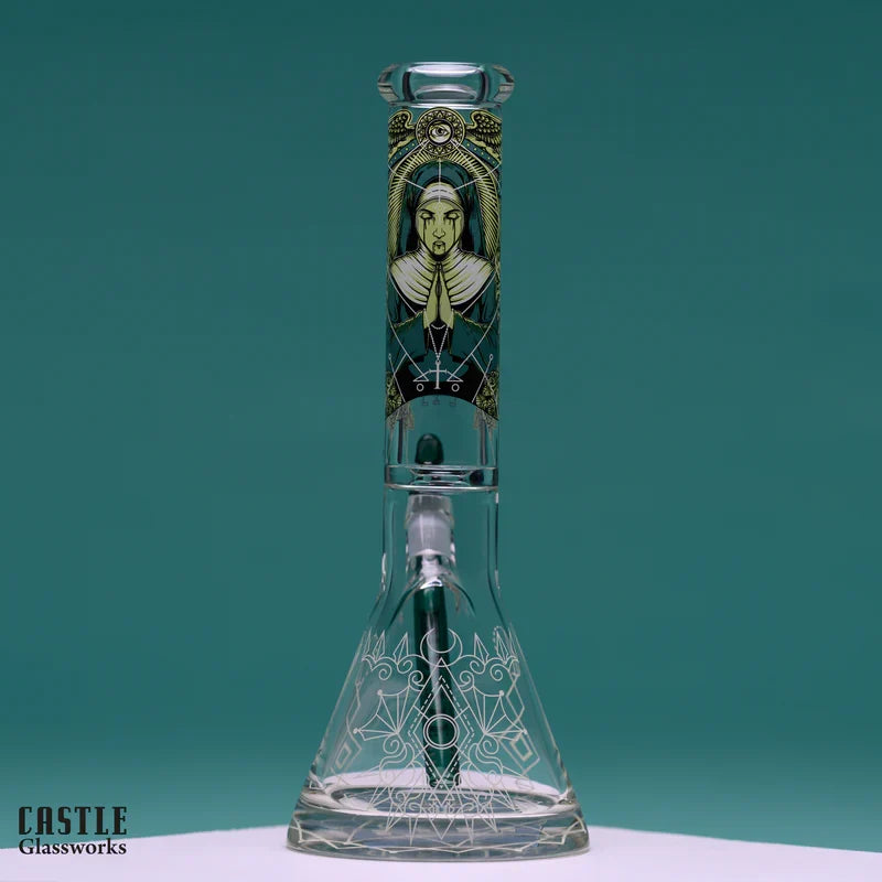 Castle Glassworks Occult 14" 9 mm Glass Bong with 15 mm Base