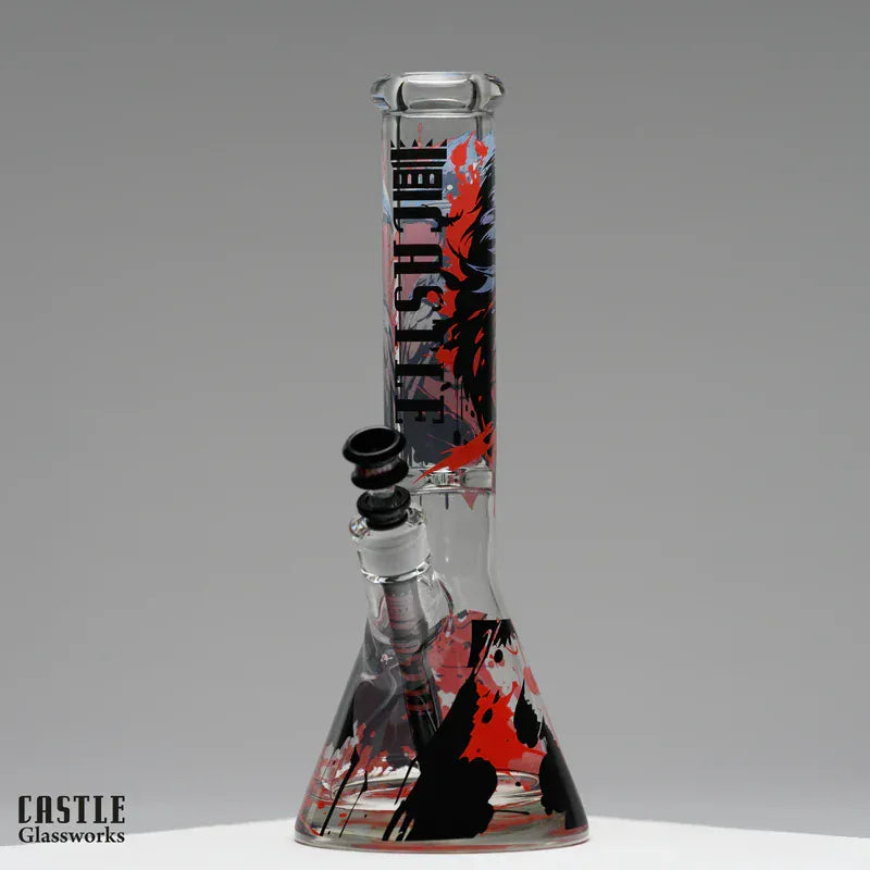 Castle Glassworks Glass Bong Castle Glassworks Raven 14" 9 mm Beaker Bong with 15 mm Base Castle Glassworks Raven 14" Bong | Canada