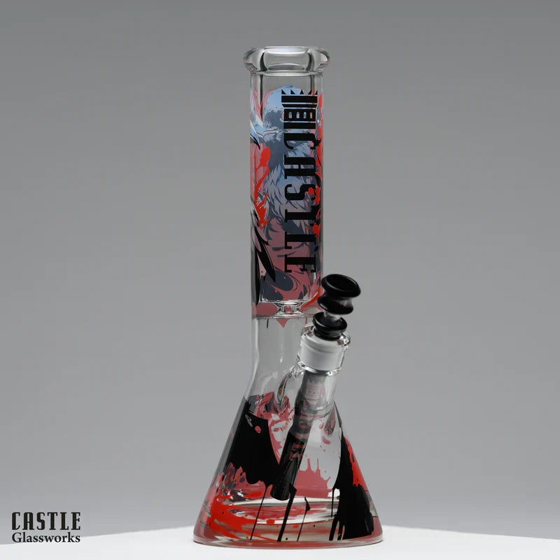 Castle Glassworks Raven 14" 9 mm Beaker Bong with 15 mm Base