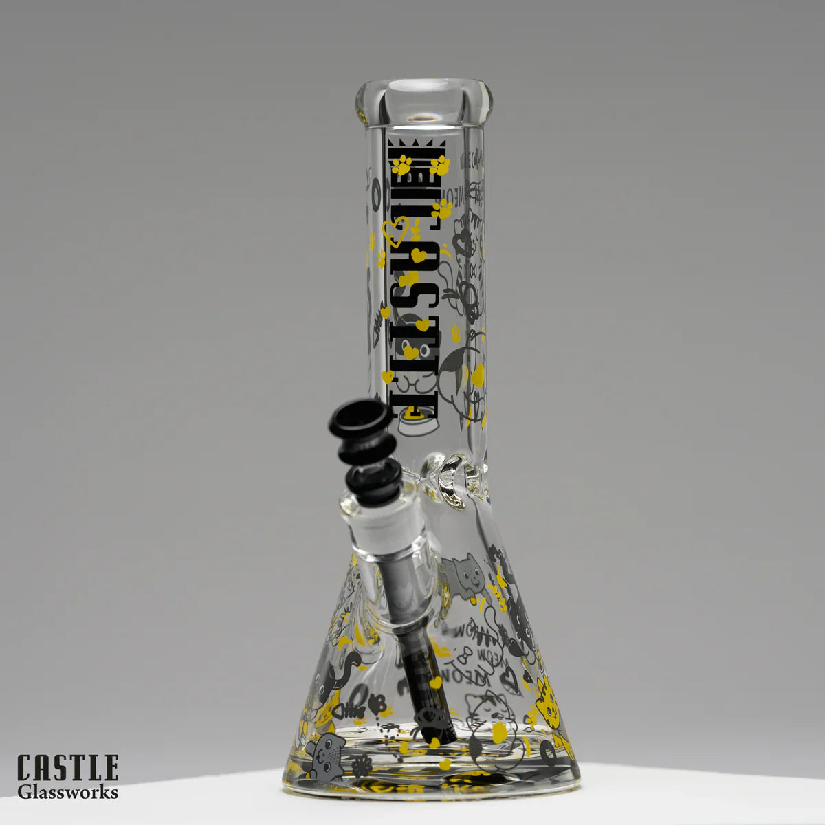 Bong en bécher en verre épais Castle Glassworks 12" Kitty