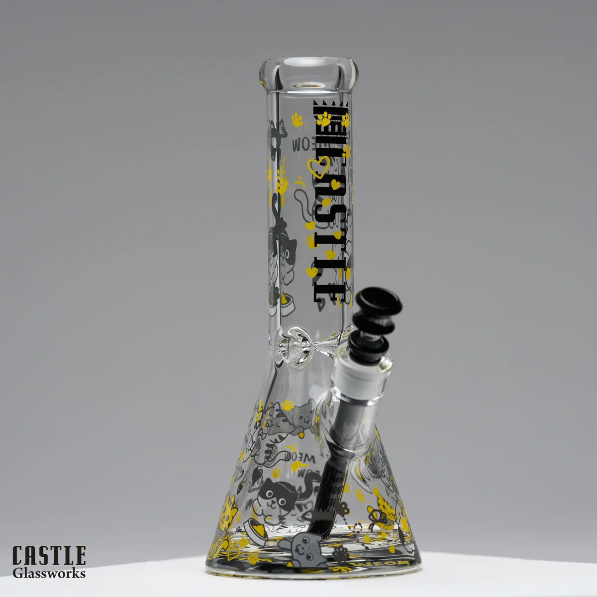 Bong en bécher en verre épais Castle Glassworks 12" Kitty
