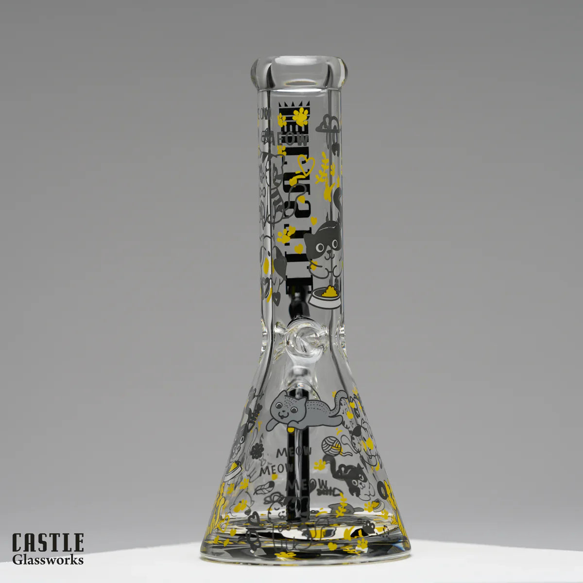Bong en bécher en verre épais Castle Glassworks 12" Kitty