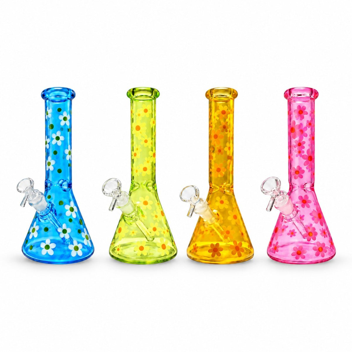 10" Daisy Pattern 5mm Glass Beaker Bong