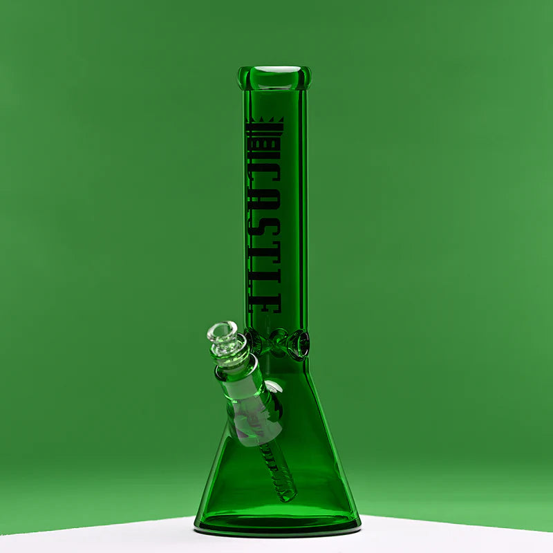 Bong en verre en forme de bécher Castle Glassworks, 35,5 cm, électroplaqué
