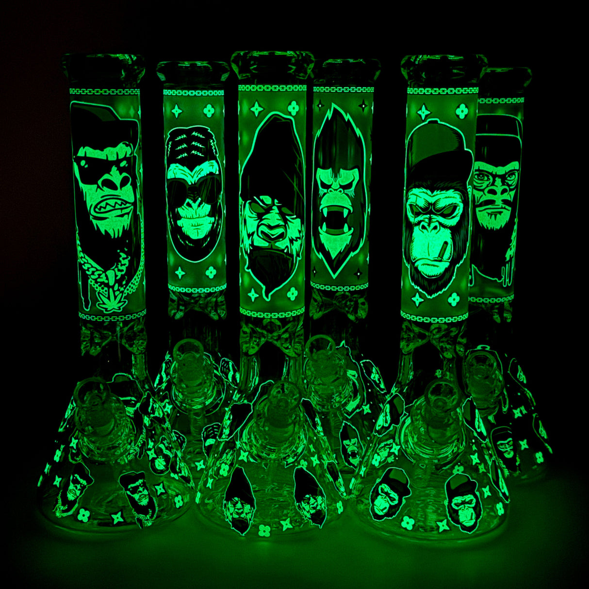 13" Glow-in-the-Dark Gorilla Skull Beaker Bong