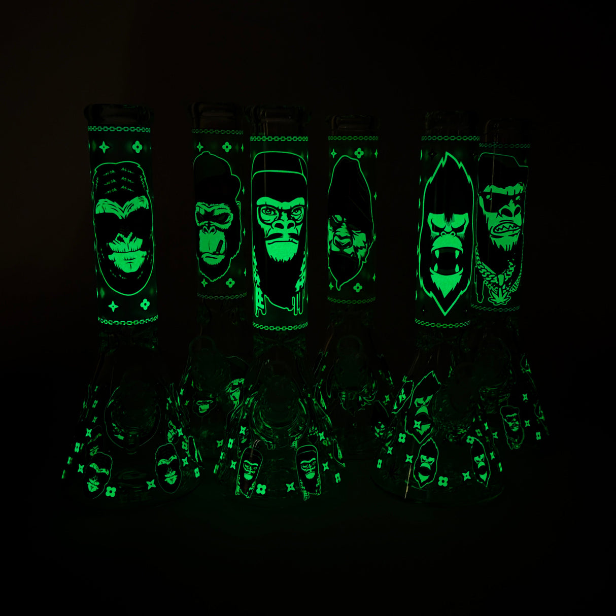 14" Glow-in-the-Dark Gorilla Beaker Bong with Diffused Downstem