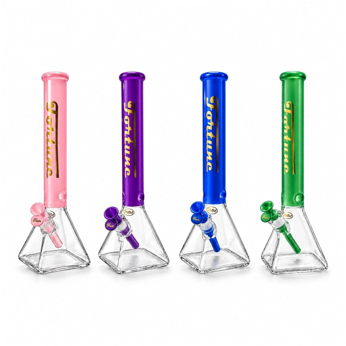 Fortune 18" Square Base 7mm Glass Bong – 50mm Neck