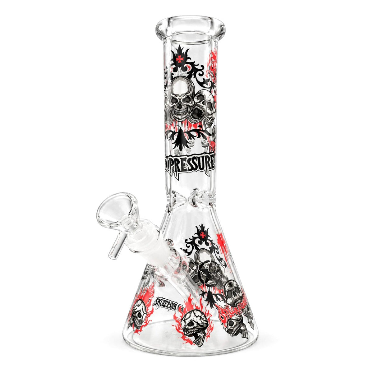 10" Glow-in-the-Dark Skull Graphic Beaker Bong