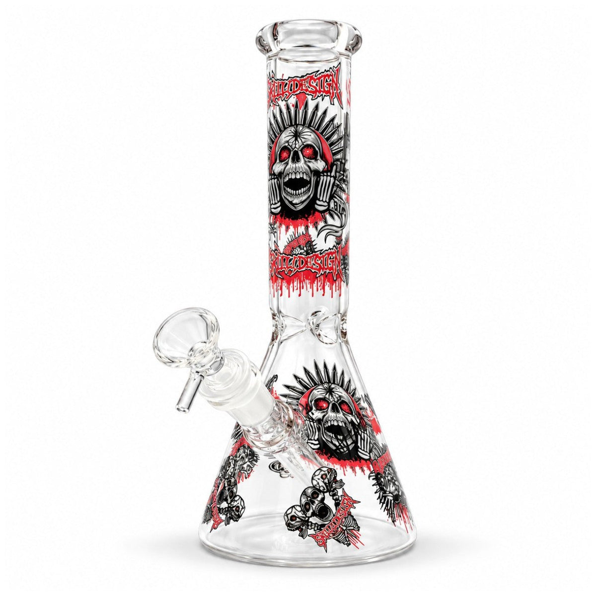 10" Glow-in-the-Dark Skull Graphic Beaker Bong