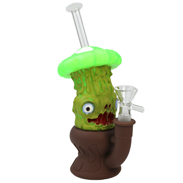 8" Enameled Mushroom Glass Bong