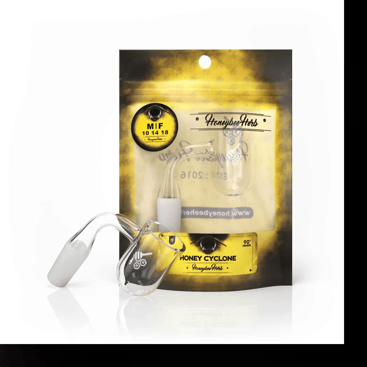 Honeybee Herb Quartz Banger Honeybee Herb - HONEY CYCLONE QUARTZ BANGER - 90° DEGREE | YL Banger Honeybee Herb - HONEY CYCLONE QUARTZ BANGER - 90° DEGREE | YL Banger