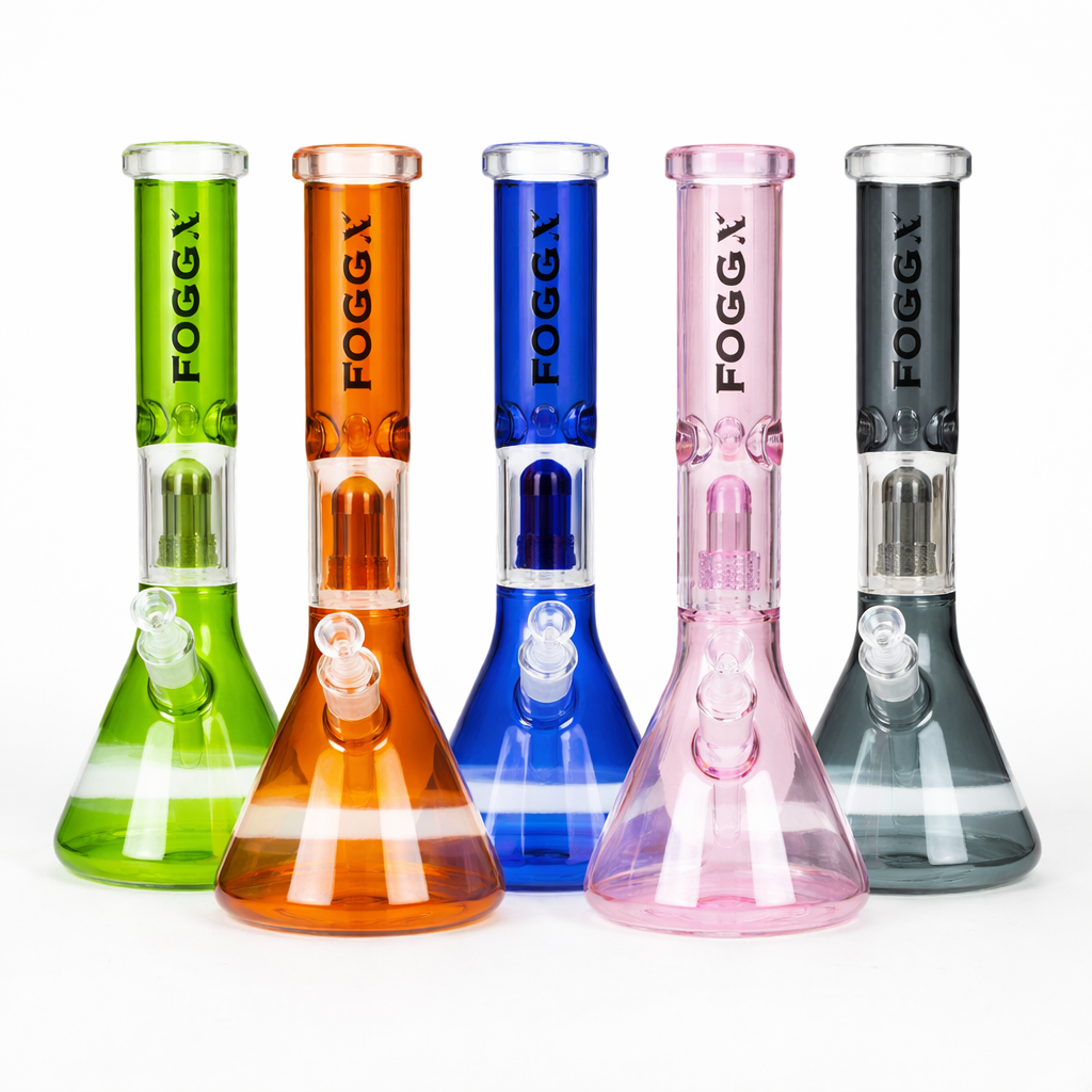 FOGGX 14-Inch Coloured Glass Water Pipe with Percolator