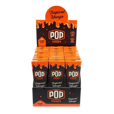 Pop Cones | Paquet de 3 cônes pré-roulés King Size avec embout aromatisé, présentoir de 24