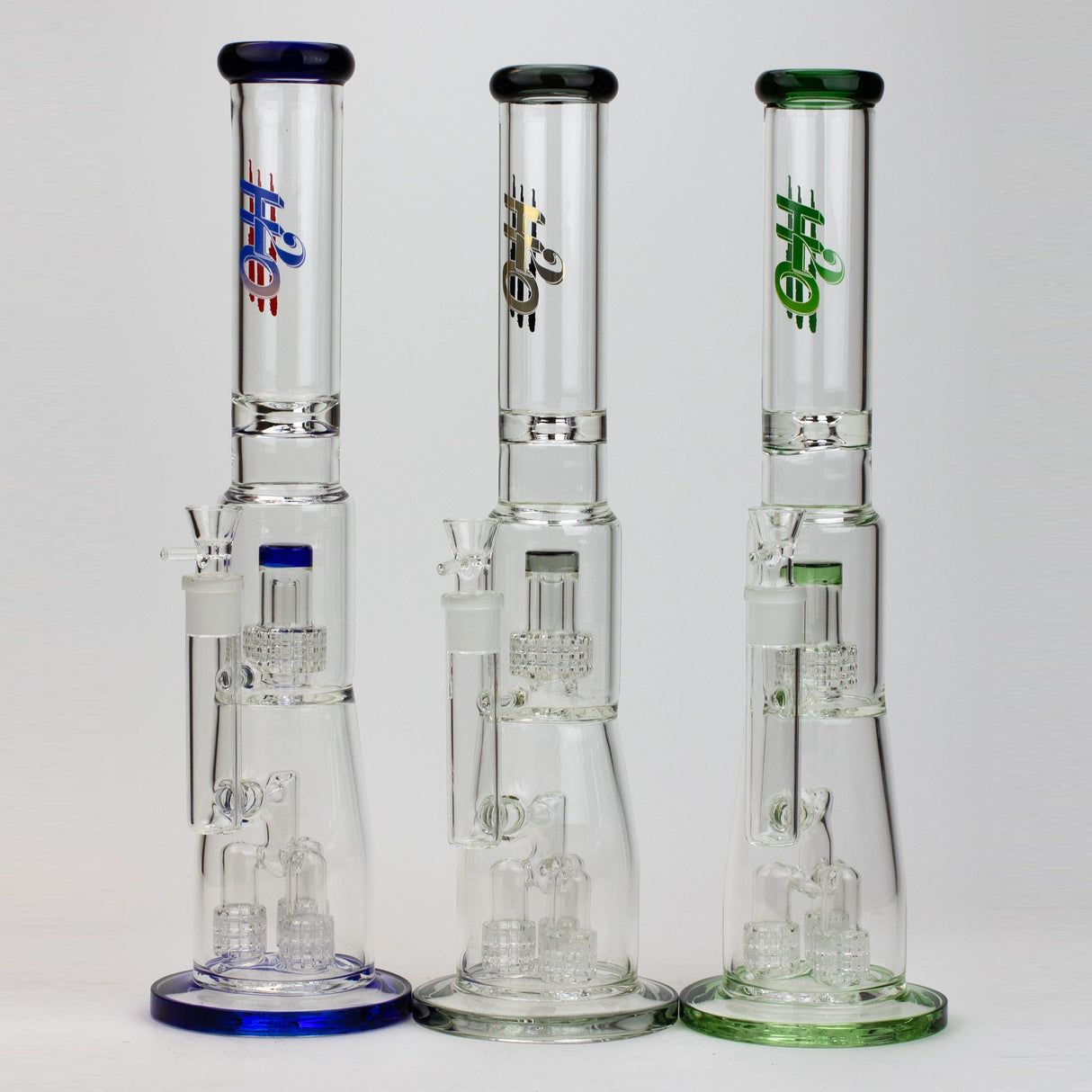 H2O 17.5" Stemless Triple Diffuser Bong