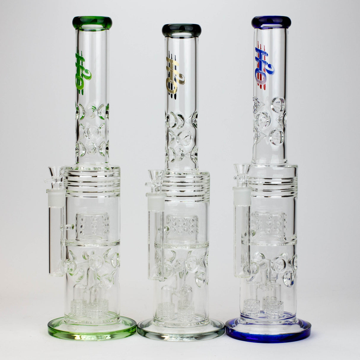 H2O 18" Triple Mini Showerhead Glass Bong