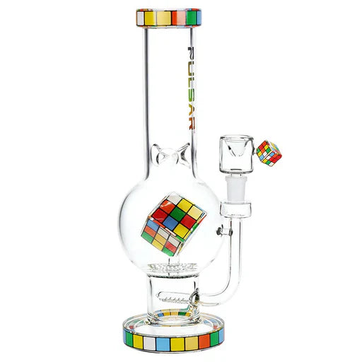 Pulsar® 13" Colour Cube Double Perc Glass Bong