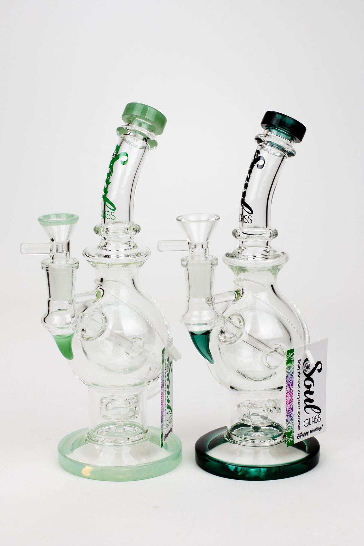 SOUL Glass 9.5" Double Sphere Recycler Bong – 2-in-1 Dab Rig