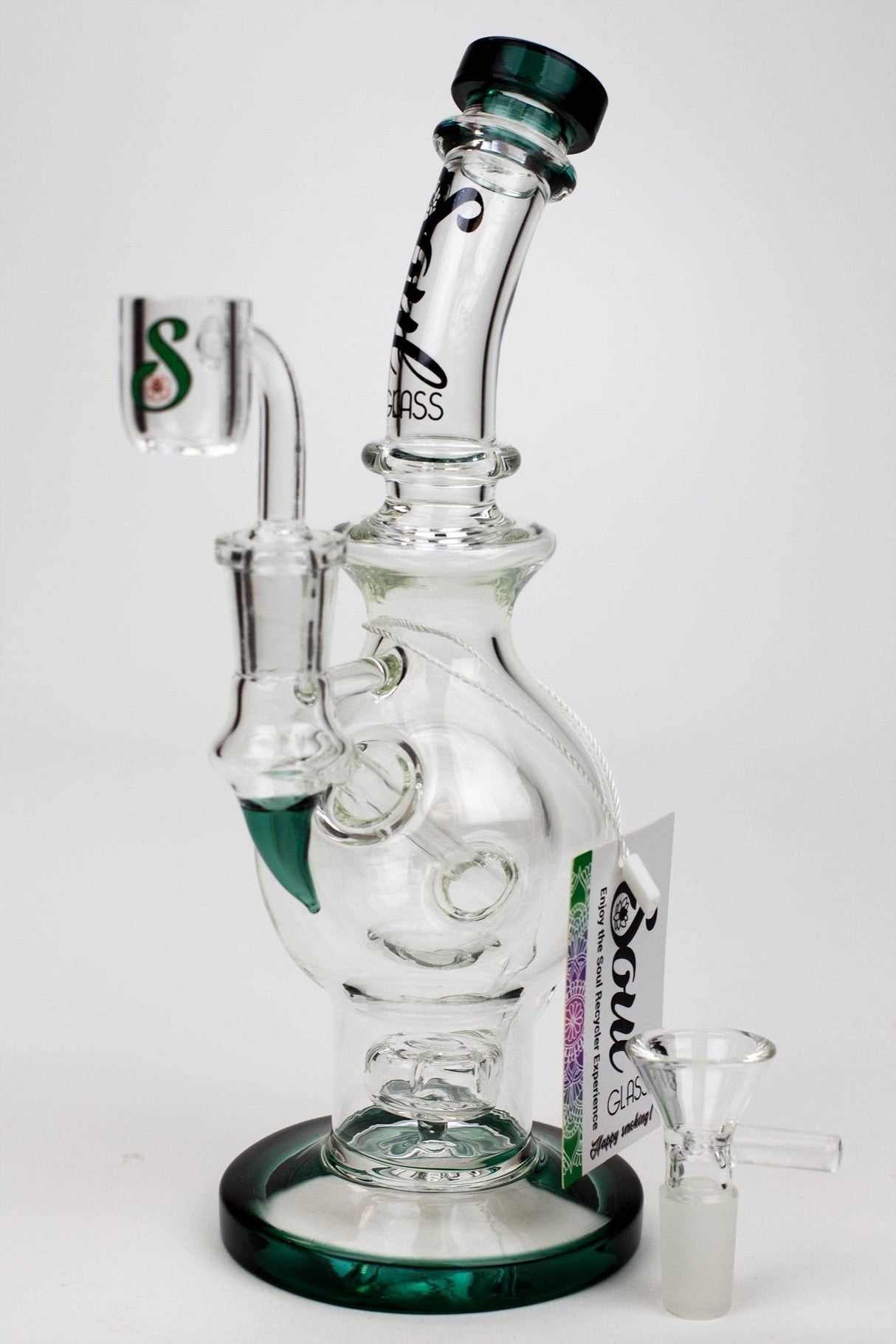 SOUL Glass 9.5" Double Sphere Recycler Bong – 2-in-1 Dab Rig