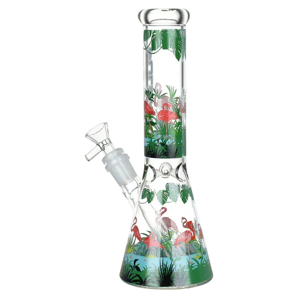 Smoking Cat Distribution Glass Bong Pulsar® 10" Flamingo Beaker Bong with Ice Catcher Pulsar Chilllin Flamingos 10" Beaker Bong | Canada