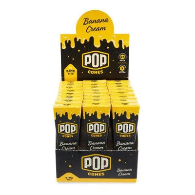 Pop Cones | Paquet de 3 cônes pré-roulés King Size avec embout aromatisé, présentoir de 24