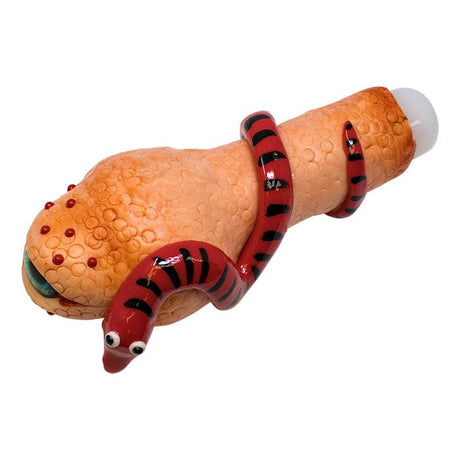 Maple Craft Inc Glass Pipe Green Eyed Serpent 5-Inch Glass Hand Pipe Green Eyed Serpent Glass Hand Pipe