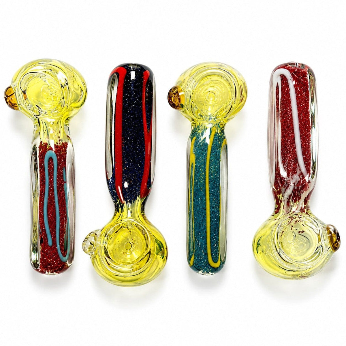 Super Supplys Inc Glass Pipe 4.5" Striped Fumed Glass Hand Pipe 4.5" Striped Fumed Glass Hand Pipe