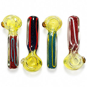 Super Supplys Inc Glass Pipe 4.5" Striped Fumed Glass Hand Pipe 4.5" Striped Fumed Glass Hand Pipe