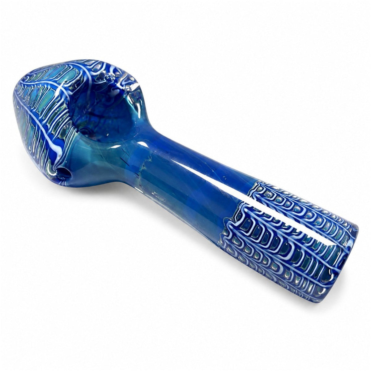 Pipe en verre de 5 po, décor toile d'araignée bleue